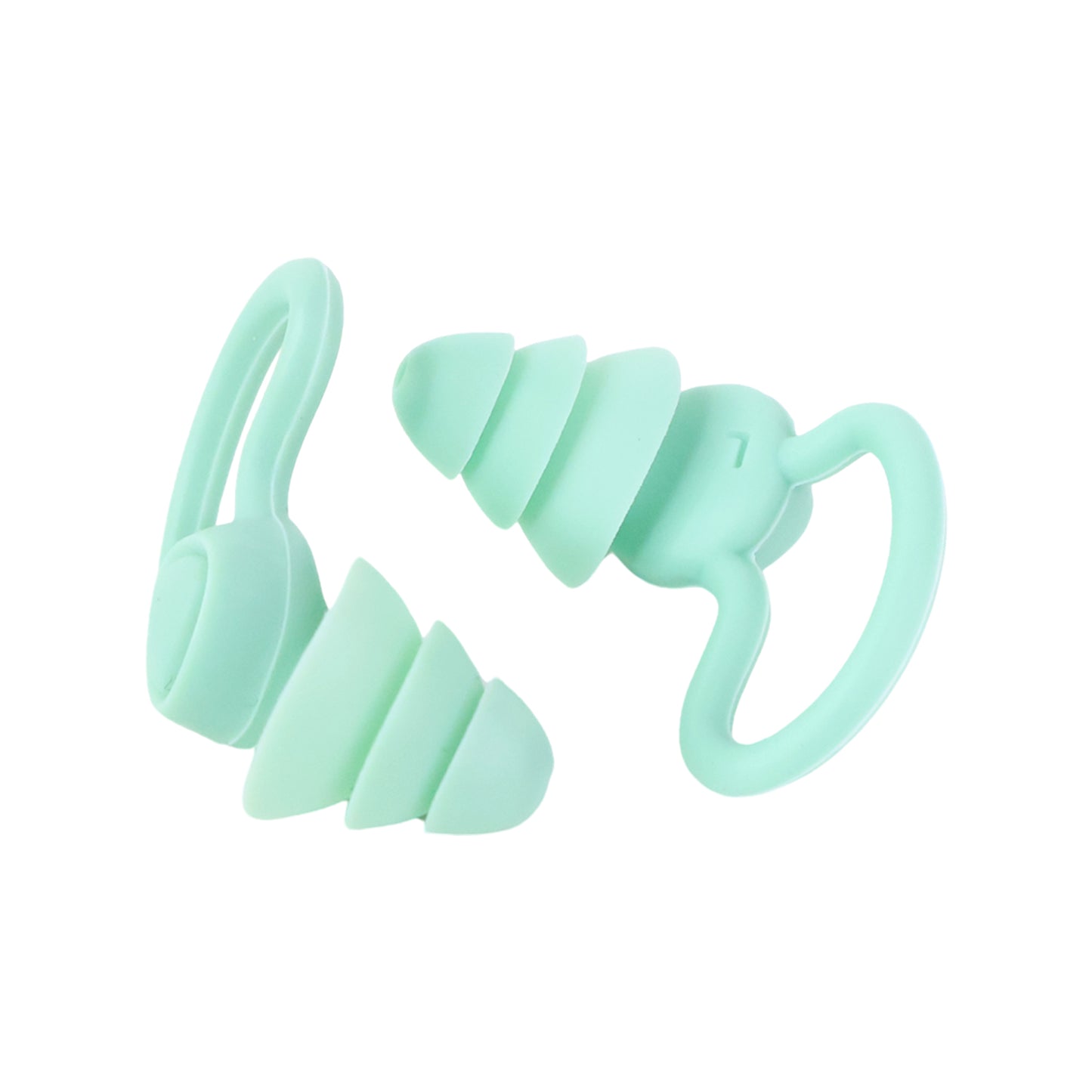 Wukusy premium layered silicone noise reduction earplugs, health care, white and blue, shown in a pair for sleep or noise protection.