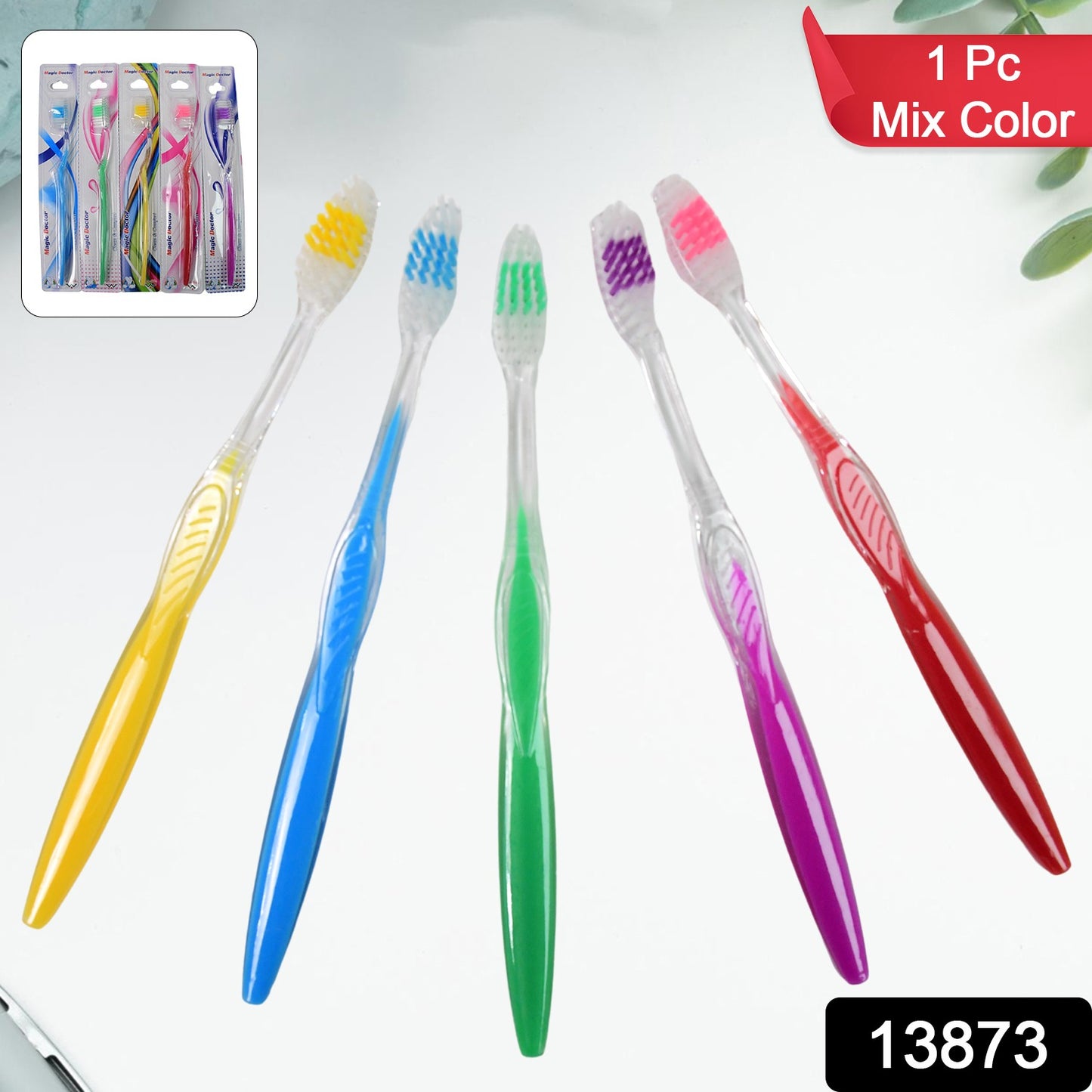 Wukusy premium plastic toothbrush in mixed colors, designed for effective oral health care, featuring a comfortable handle and soft bristles.