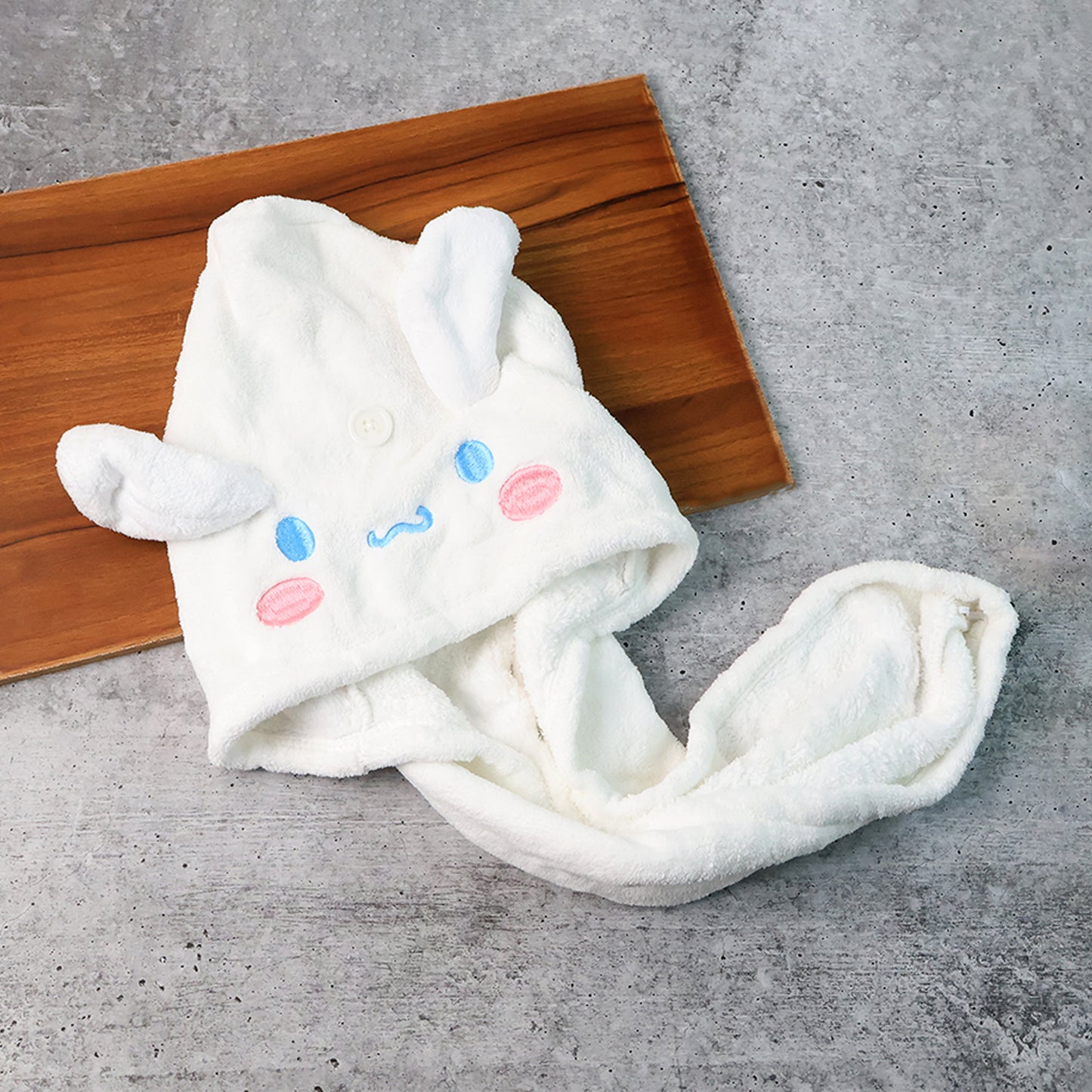 Wukusy premium soft microfiber hair drying towel wrap with button, designed for gentle, quick hair drying and secure fit.