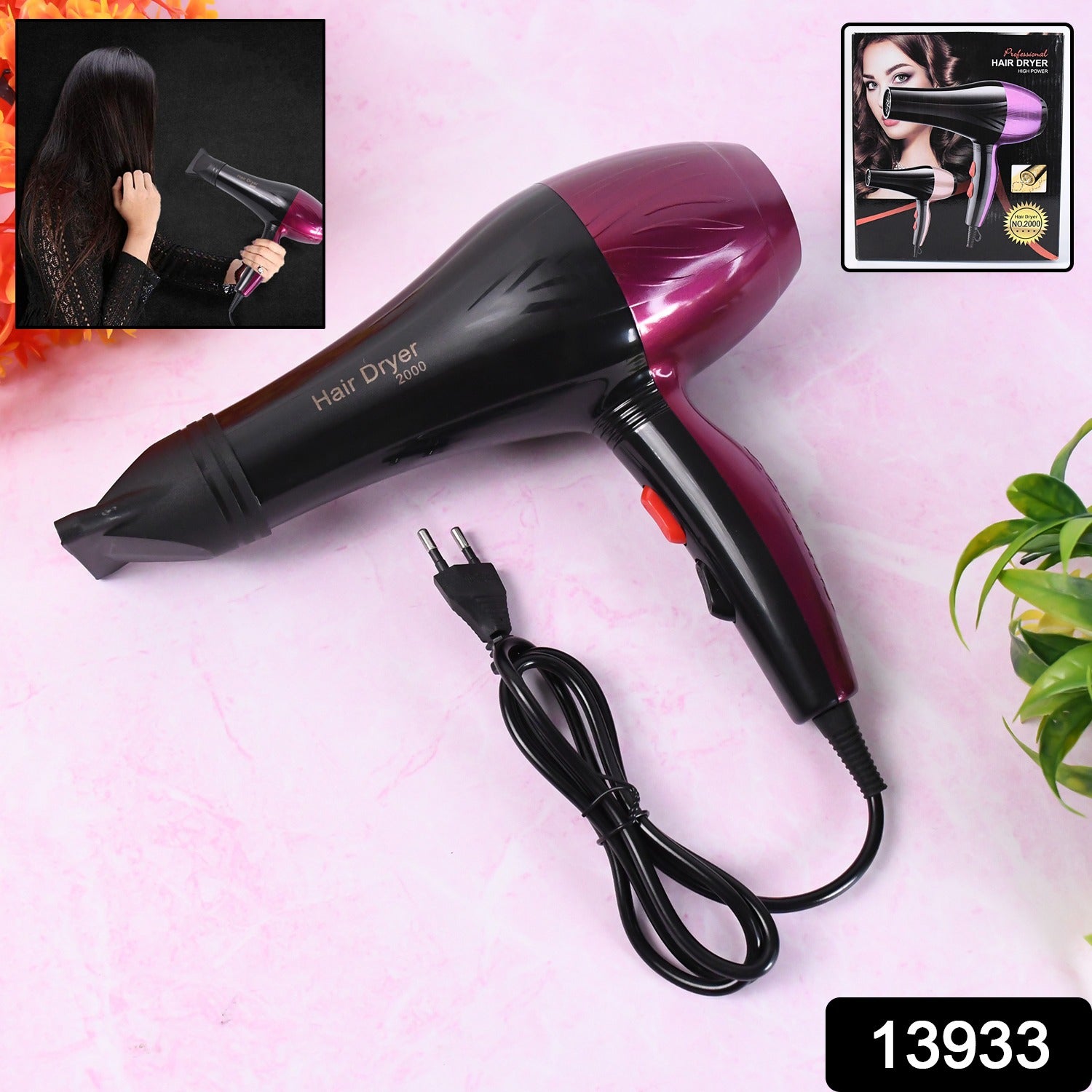 Wukusy professional high power multipurpose hair dryer for salon use, 220V, 50-60Hz, with ergonomic design and multiple heat settings.