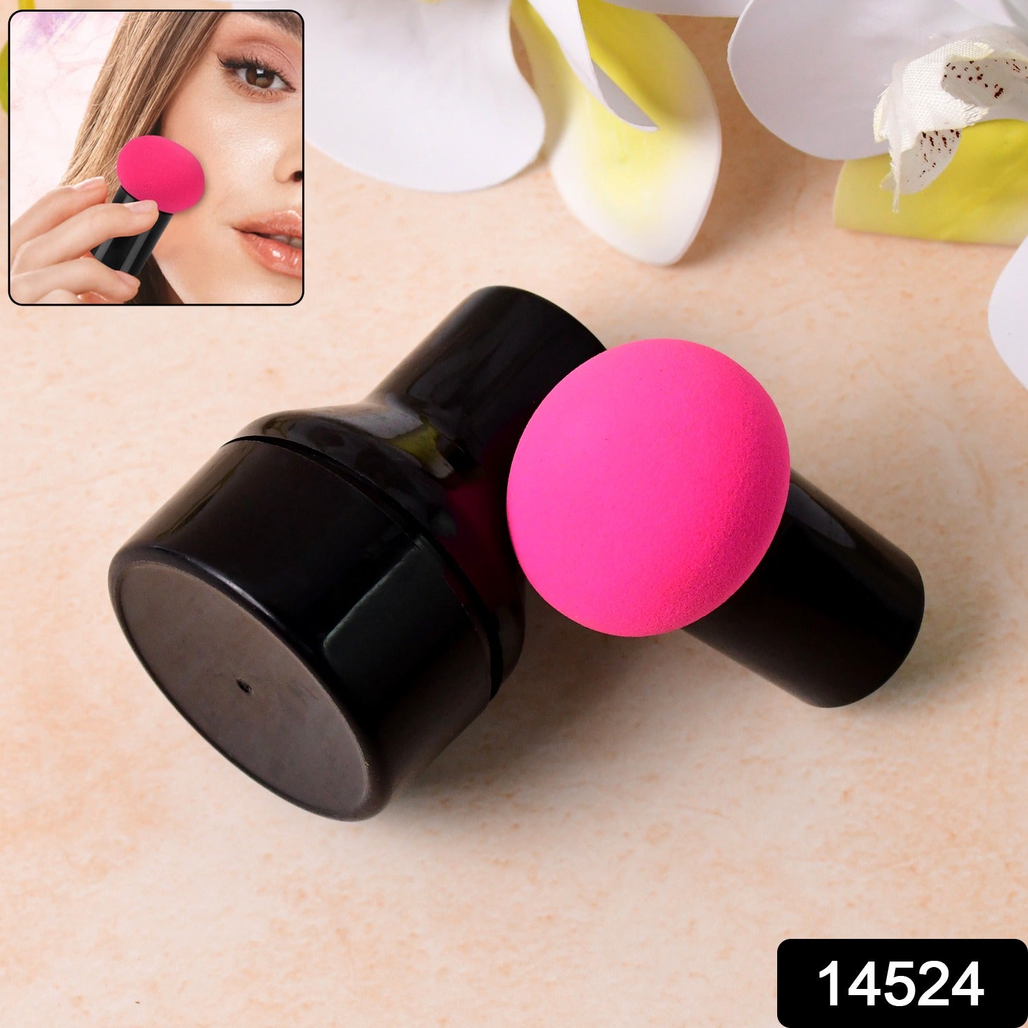 Wukusy professional makeup sponge puff with handle, soft blending tool for flawless foundation application