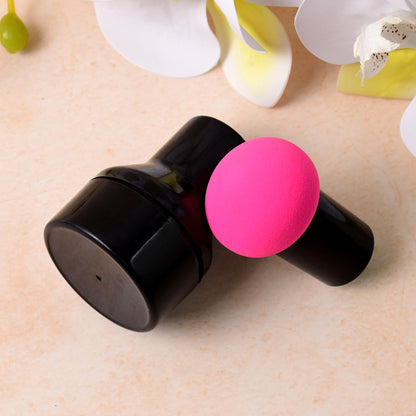 Wukusy professional makeup sponge puff with handle, soft and rounded for seamless foundation application, shown on a white background.