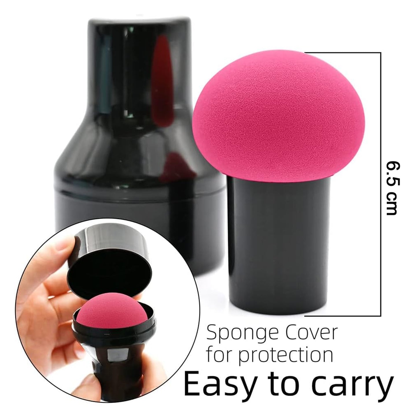 Wukusy professional makeup sponge puff with handle, soft cosmetic applicator for foundation and blending in health care.