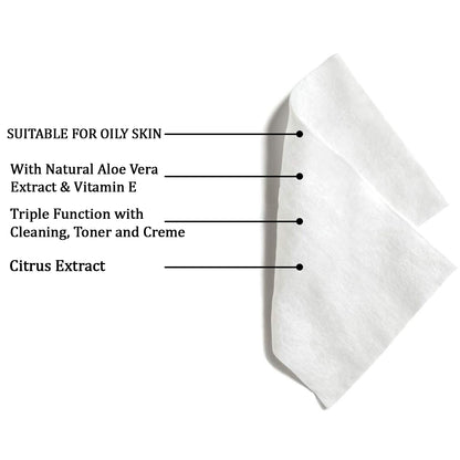 Wukusy facial cleansing wet wipes with fruit extract, soothing, hydrating, alcohol-free, skin-friendly, 25 wipes.