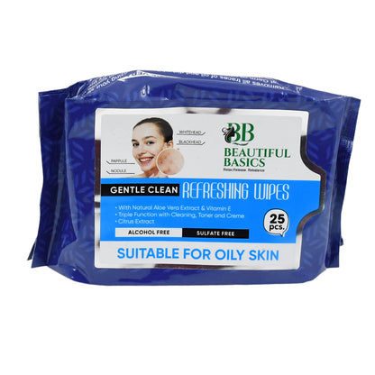 Wukusy facial cleansing wet wipes with fruit extract, hydrating, soothing, alcohol-free, 25 wipes for refreshing skin.