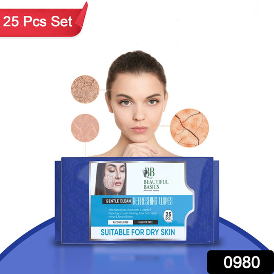 Wukusy refreshing face wipes with fruit extract for cleansing, hydration, soothing skin, pH balance, alcohol-free, 25 wipes