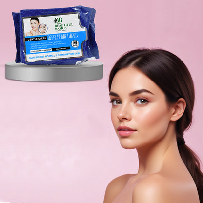 Wukusy refreshing wet wipes for face, alcohol-free facial cleansing with fruit extract, skin hydration, soothing, and pH balance, 25 wipes