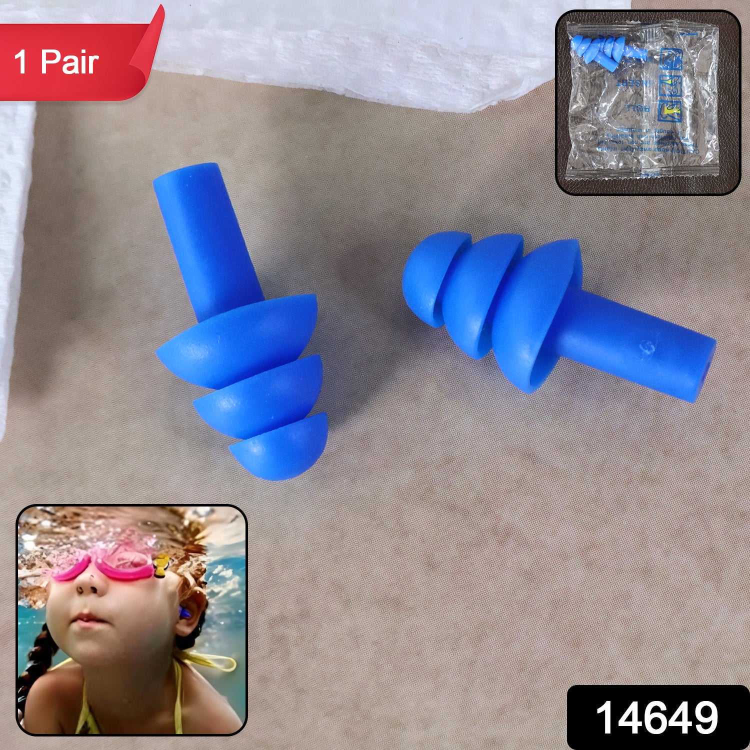 Wukusy reusable silicone swimming ear plugs set for water protection and comfort during swimming activities.