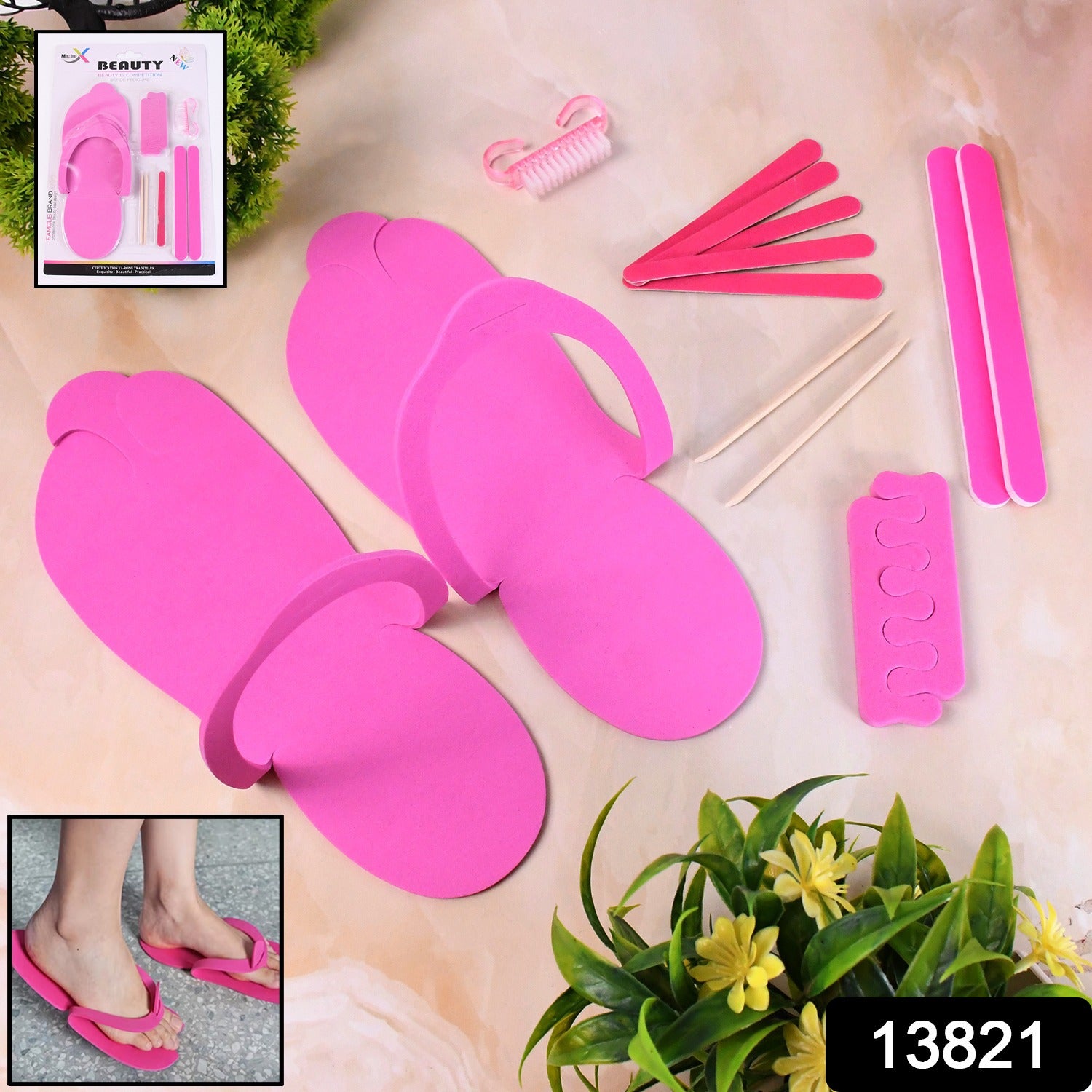 Wukusy 13-piece professional salon pedicure kit with health care pedicure tools, including clippers, files, and cuticle pushers.