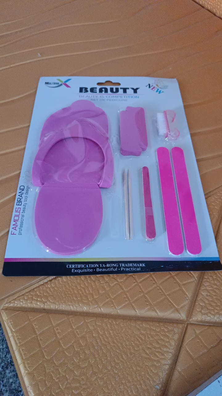 Wukusy professional salon pedicure kit with 13 health care pedicure tools, including clippers, files, and cuticle pushers.