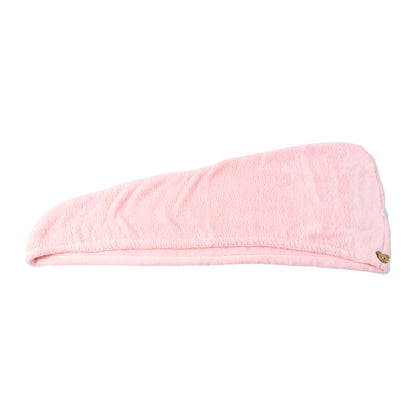 Wukusy microfiber hair drying towel wrap with a cute teddy bear button, soft and absorbent for gentle hair drying.