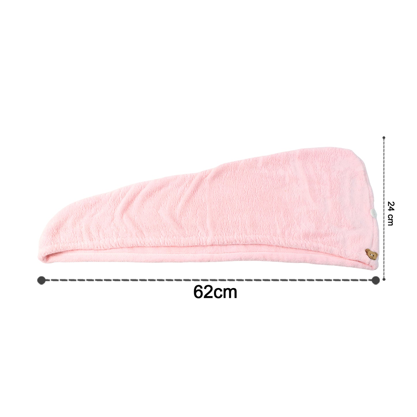 Wukusy microfiber hair drying towel wrap with a cute teddy bear button, soft and absorbent for gentle hair drying.