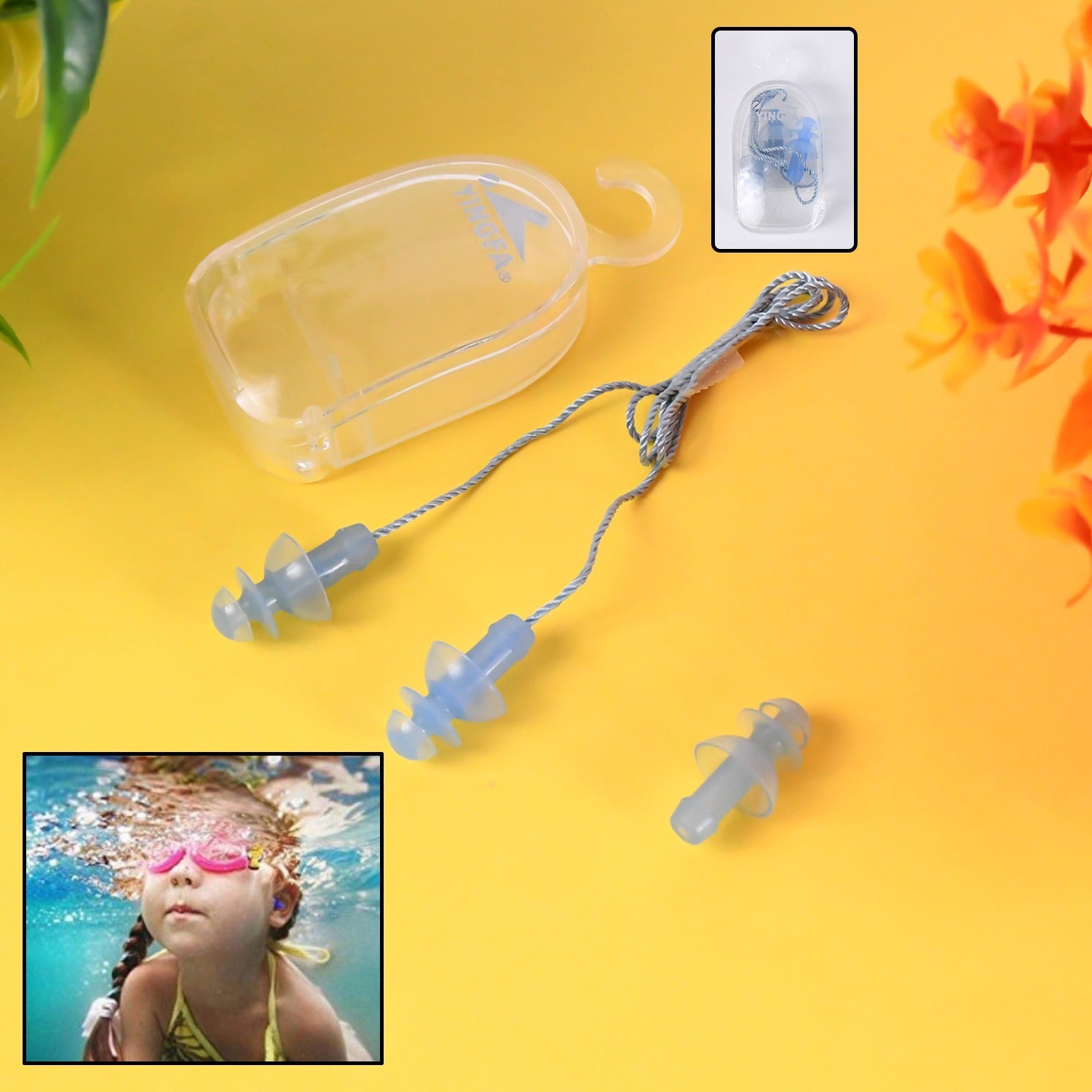 Soft silicone ear plugs for hearing protection, Wukusy health care 2-pack, designed to reduce noise and provide comfort.