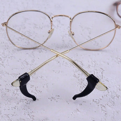Pair of Wukusy soft silicone glasses ear hooks designed to prevent slipping on eyeglasses.