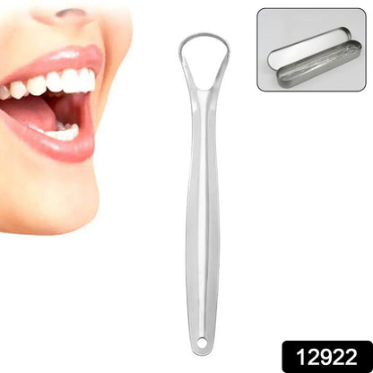 Wukusy stainless steel tongue scraper with metal case, health care product for oral hygiene and tongue cleaning.