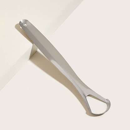 Wukusy stainless steel tongue scraper with metal case, health care tool for oral hygiene and tongue cleaning.
