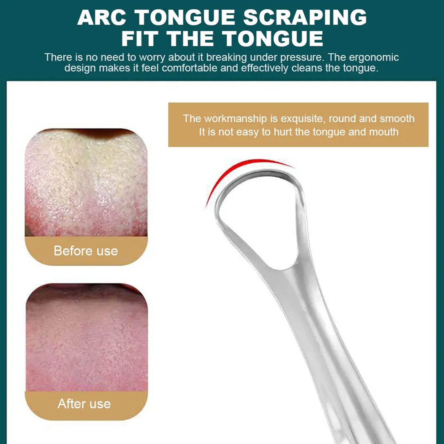 Wukusy stainless steel tongue scraper with metal case for oral hygiene and tongue cleaning, health care product.