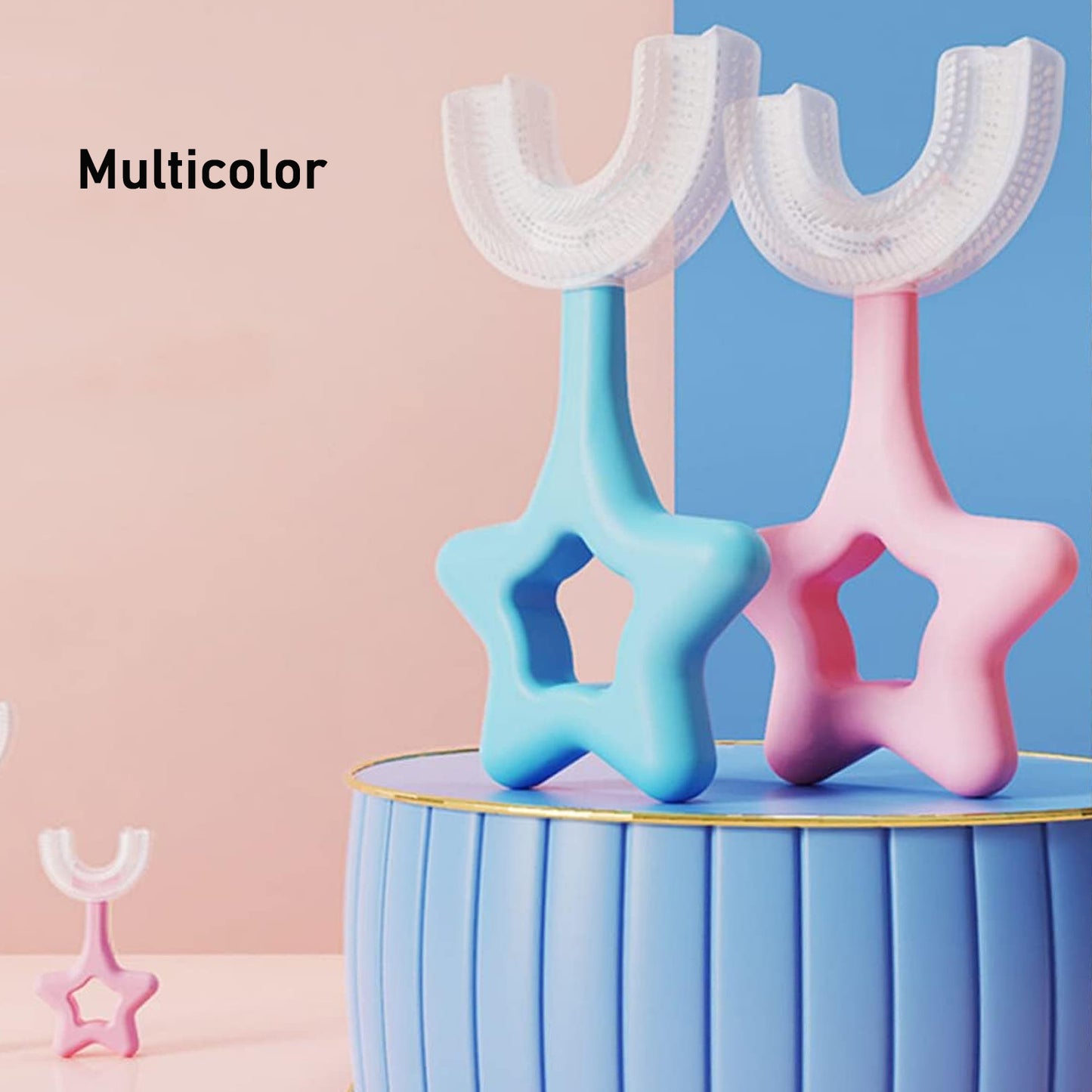Wukusy Star U-shape silicone manual toothbrush for effective teeth cleaning and gum care, single health care toothbrush.
