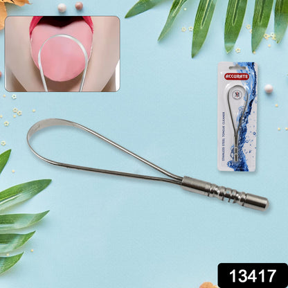 Wukusy steel tongue cleaner, health care tongue scraper, stainless steel for oral hygiene, close-up of the tongue cleaning tool