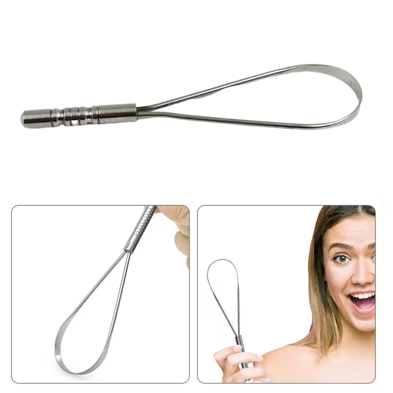 Wukusy steel tongue cleaner, health care tongue scraper, stainless steel tool for oral hygiene, single-piece design