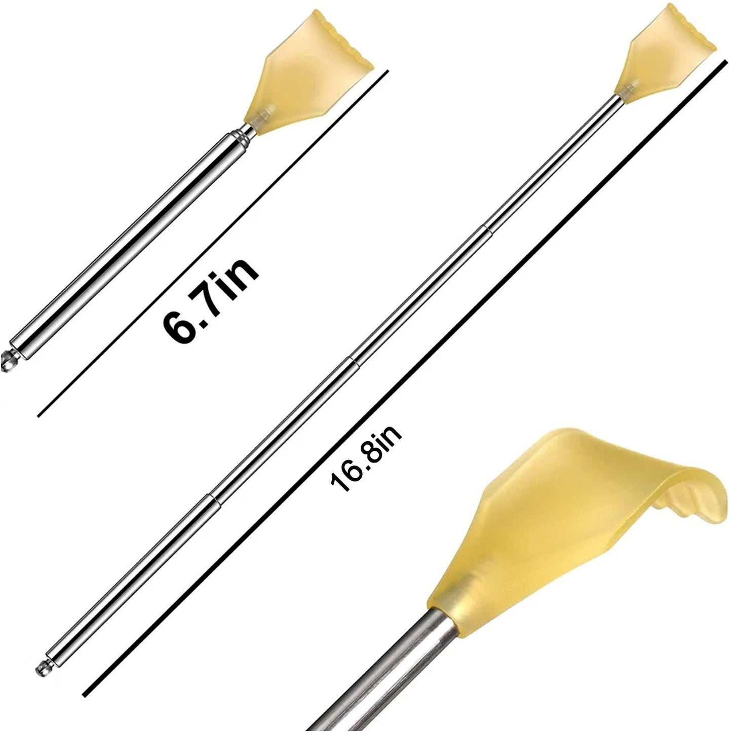 Wukusy telescopic back scratcher with plastic claw extended for easy skin relief, health care tool for reaching difficult spots.