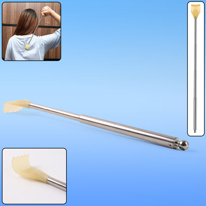 Wukusy telescopic back scratcher with plastic claw for easy reach and skin relief, health care tool, extended length for convenience.