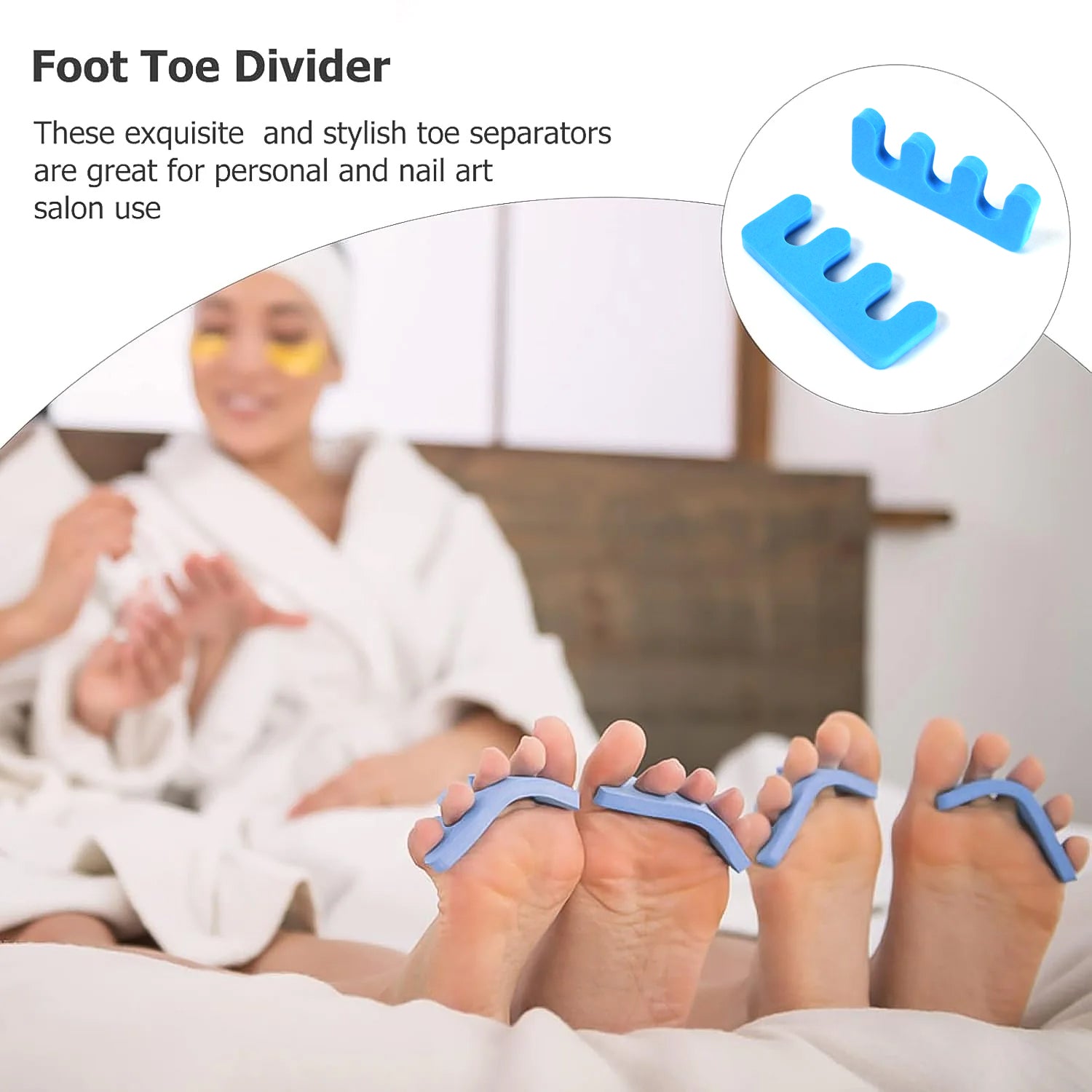 Wukusy health care toe separators and spacers made of sponge, designed to stretch toes and improve foot comfort.