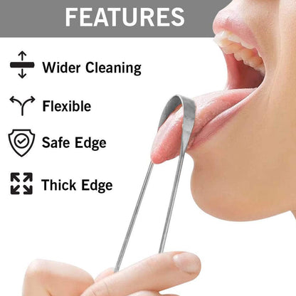 Steel copper tongue cleaner for kids and adults, designed to remove bacteria, freshen breath, and maintain oral hygiene daily.