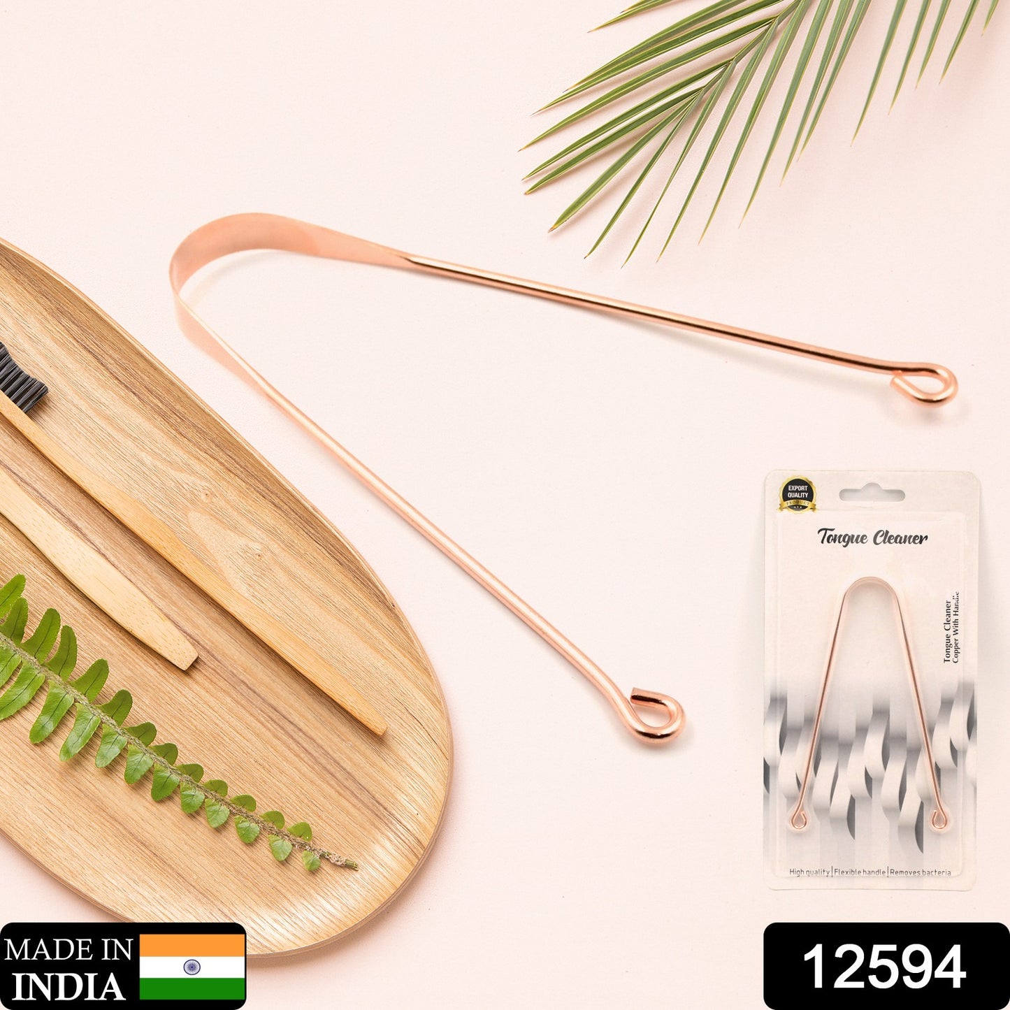 Wukusy steel copper tongue cleaner for kids and adults, used to remove bacteria and freshen breath for daily oral hygiene.