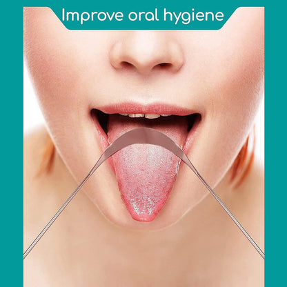 Steel copper tongue cleaner for kids and adults, designed to remove bacteria and freshen breath for daily oral hygiene.