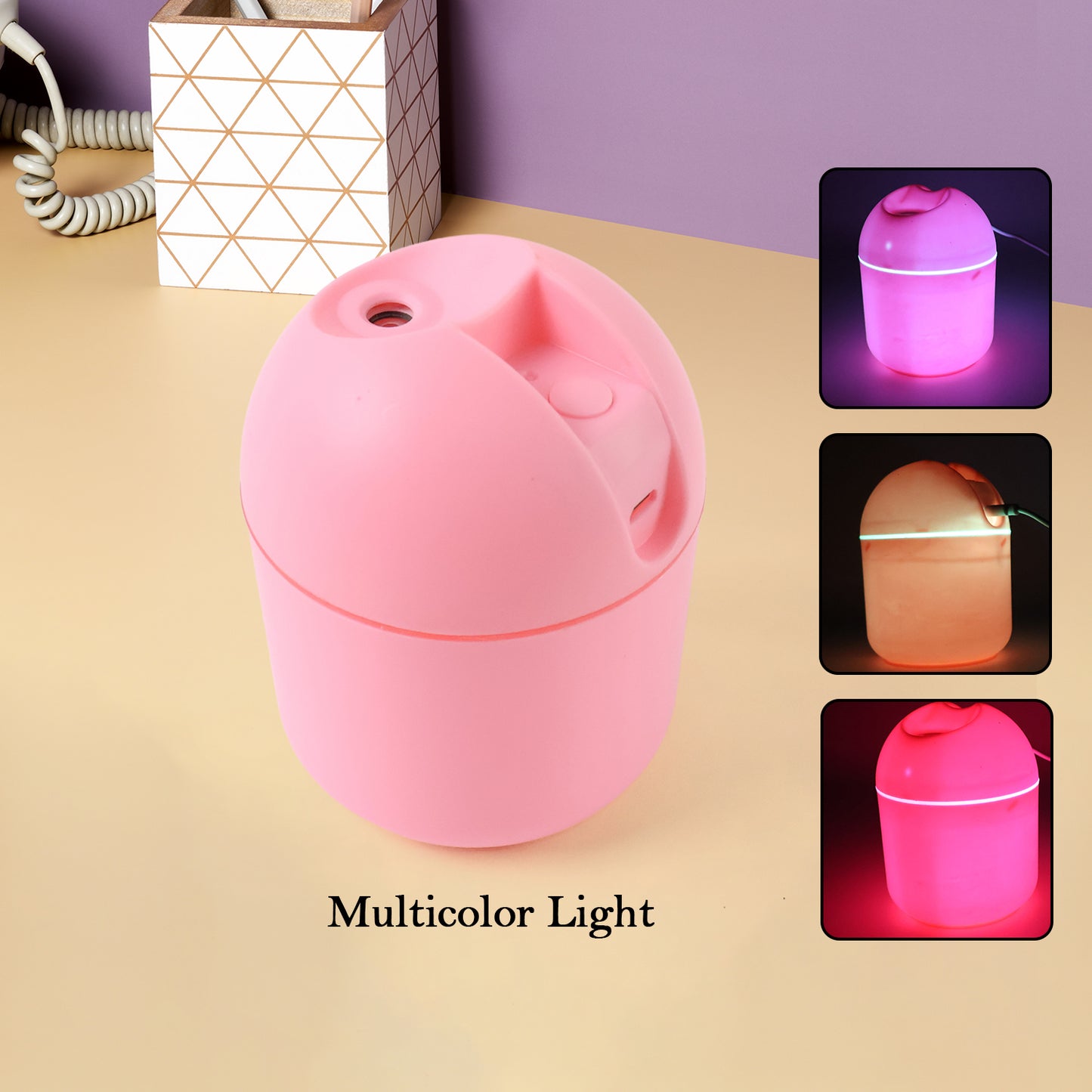 Wukusy USB mini air humidifier for home and office, compact health care device with water tank and adjustable mist nozzle.