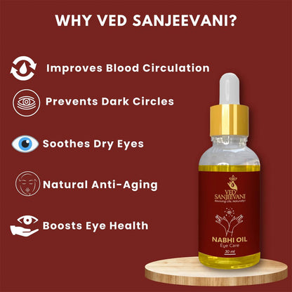 Wukusy Ved Sanjeevani 100% organic Ayurvedic Nabhi Oil for eye care in a 30ml bottle, natural health care product.