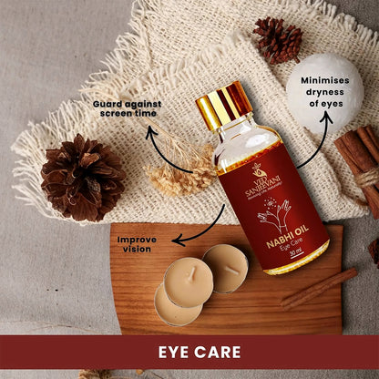 Wukusy Ved Sanjeevani 100% organic Ayurvedic Nabhi Oil for eye care in a 30ml bottle, natural health care product.
