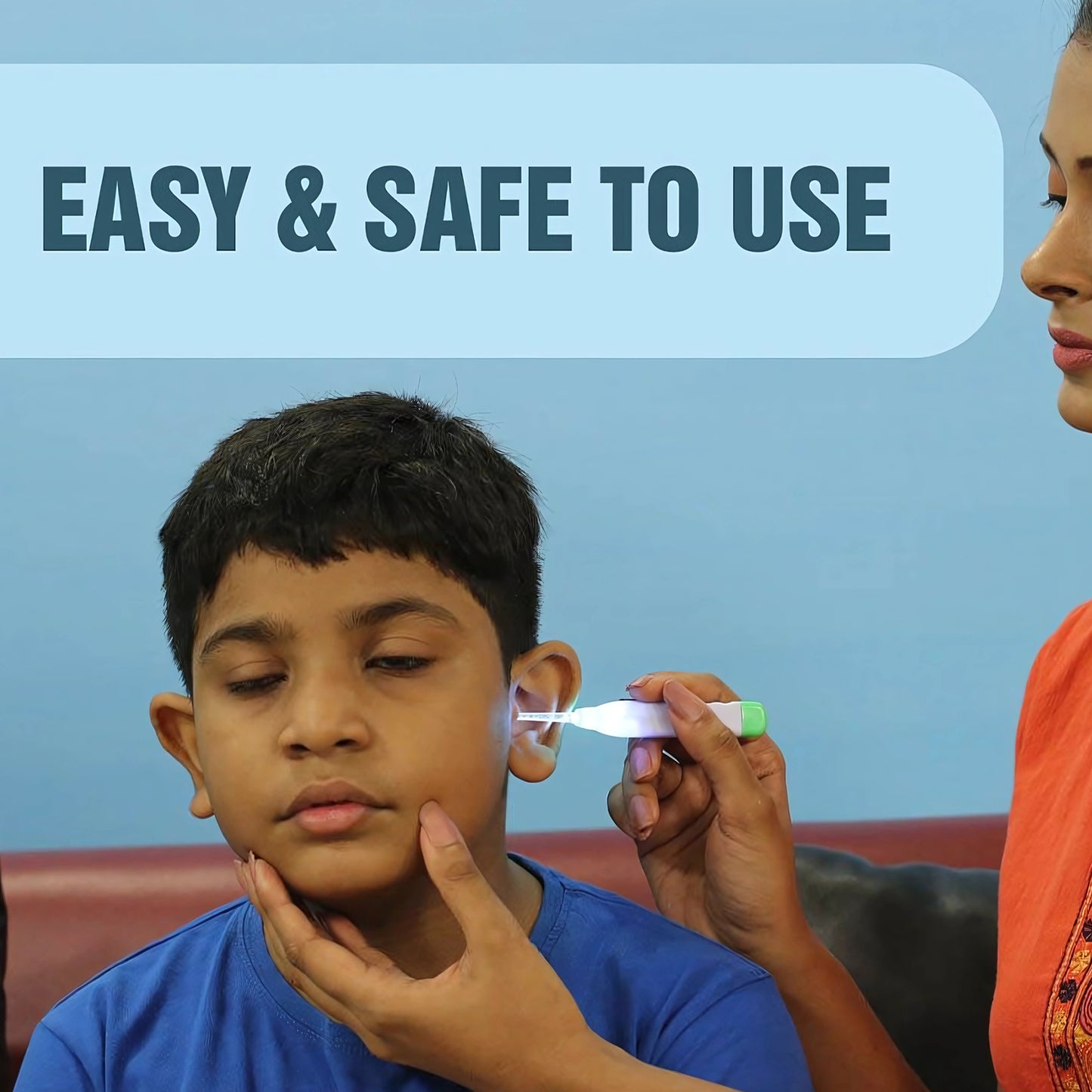 White LED flashlight earpick with tweezer by Wukusy, designed for safe ear cleaning and health care purposes.