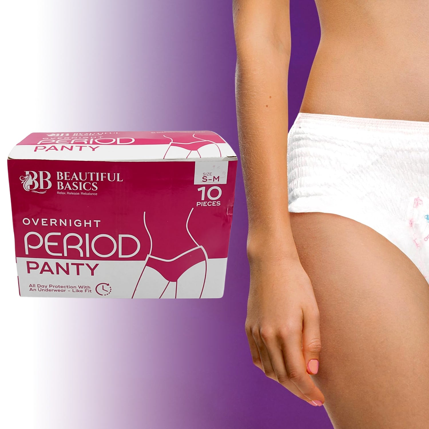 Wukusy women's emergency travel kit with seamless underwear, pantyliners, feminine hygiene sachet, and first period essentials, 10 pcs