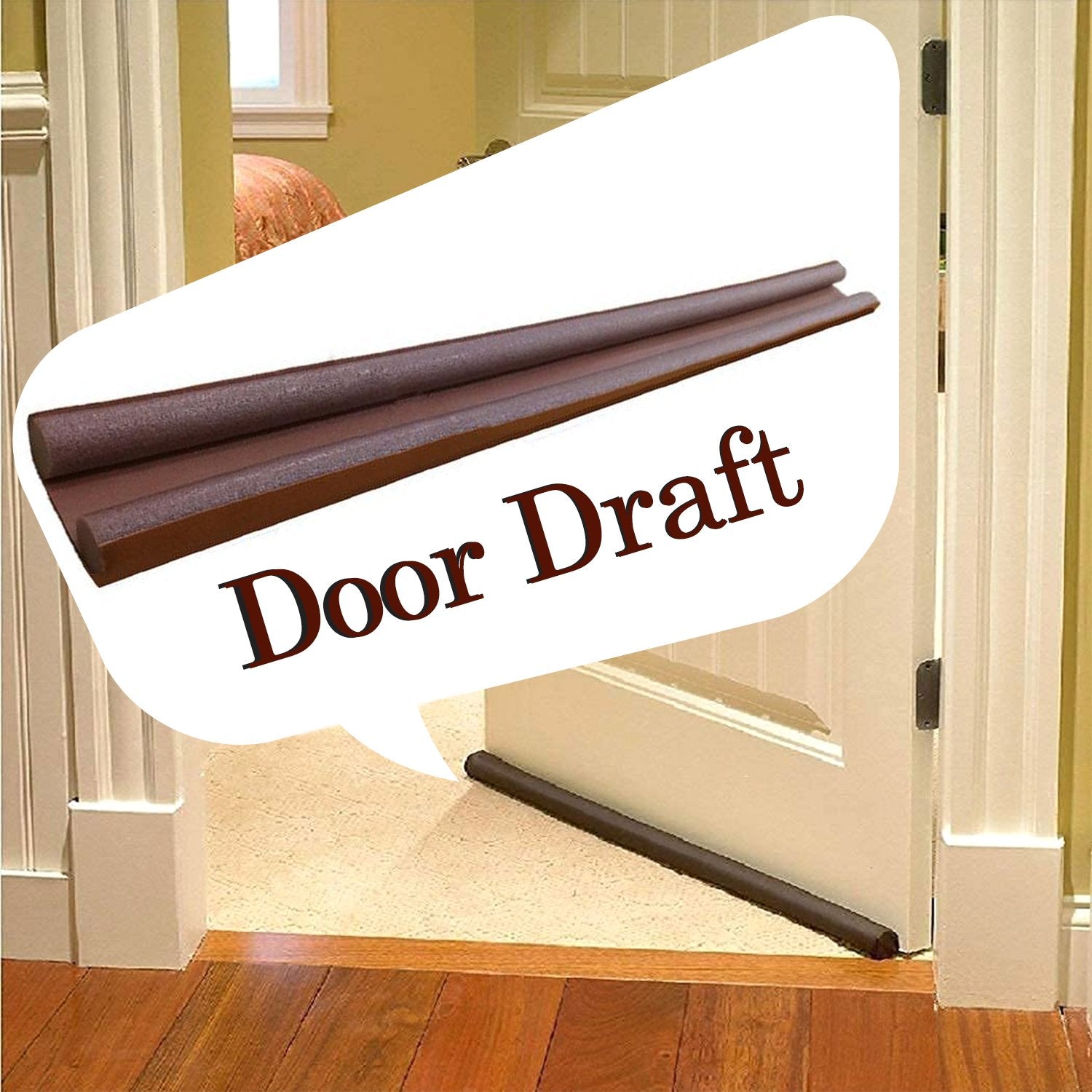 Wukusy Twin Door Draft Stopper Guard protecting doors and windows, made of durable material for home decor and energy efficiency.