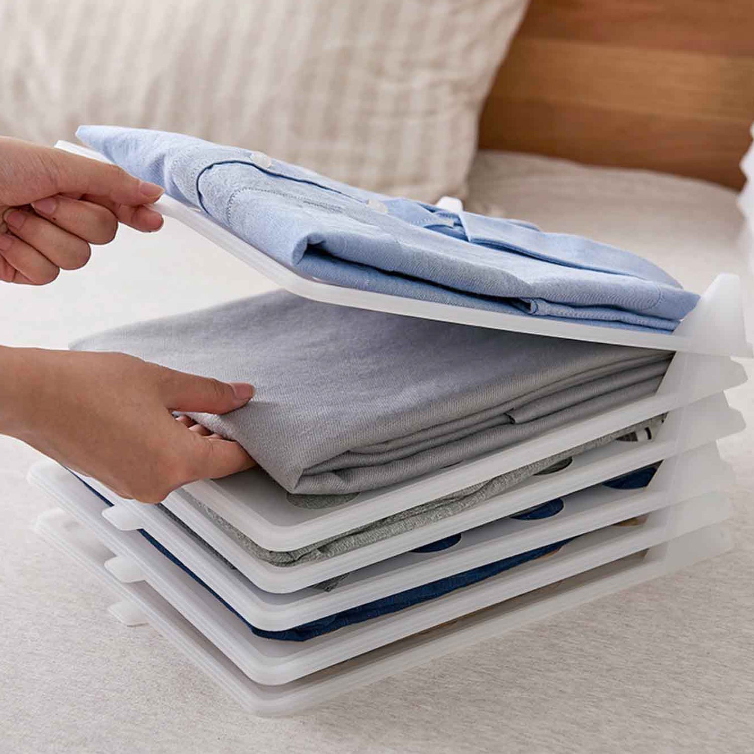 Wukusy cloth organiser for home decor, used to neatly assemble cloths and fabric in households and ironing shops.