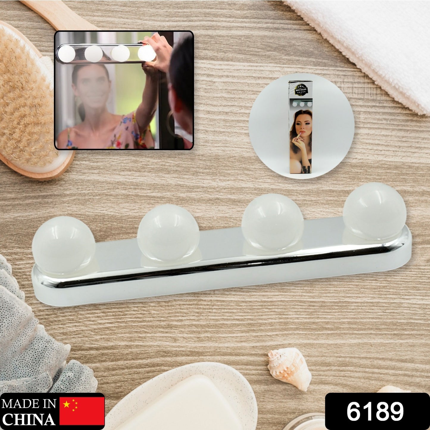Wukusy Glow Make Up Light portable cosmetic kit with battery-powered mirror and super bright lighting, designed for home decor and beauty use.