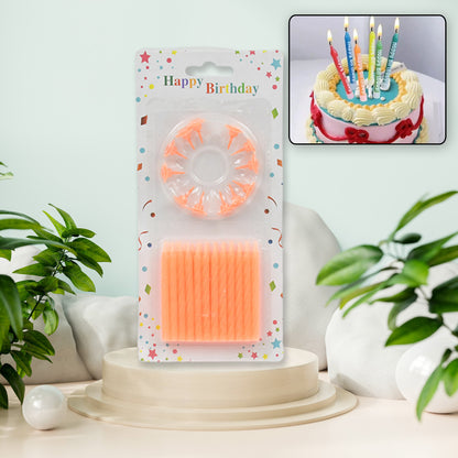 Set of 24 Wukusy birthday party candles, colorful home decor candles for celebrations, arranged on a surface with decorative elements.