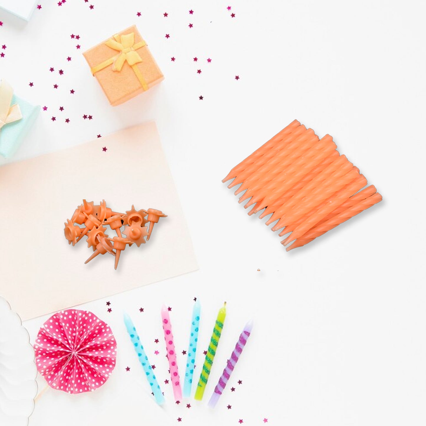 Set of 24 Wukusy birthday party candles, home decor accessories with colorful designs for celebration decoration.