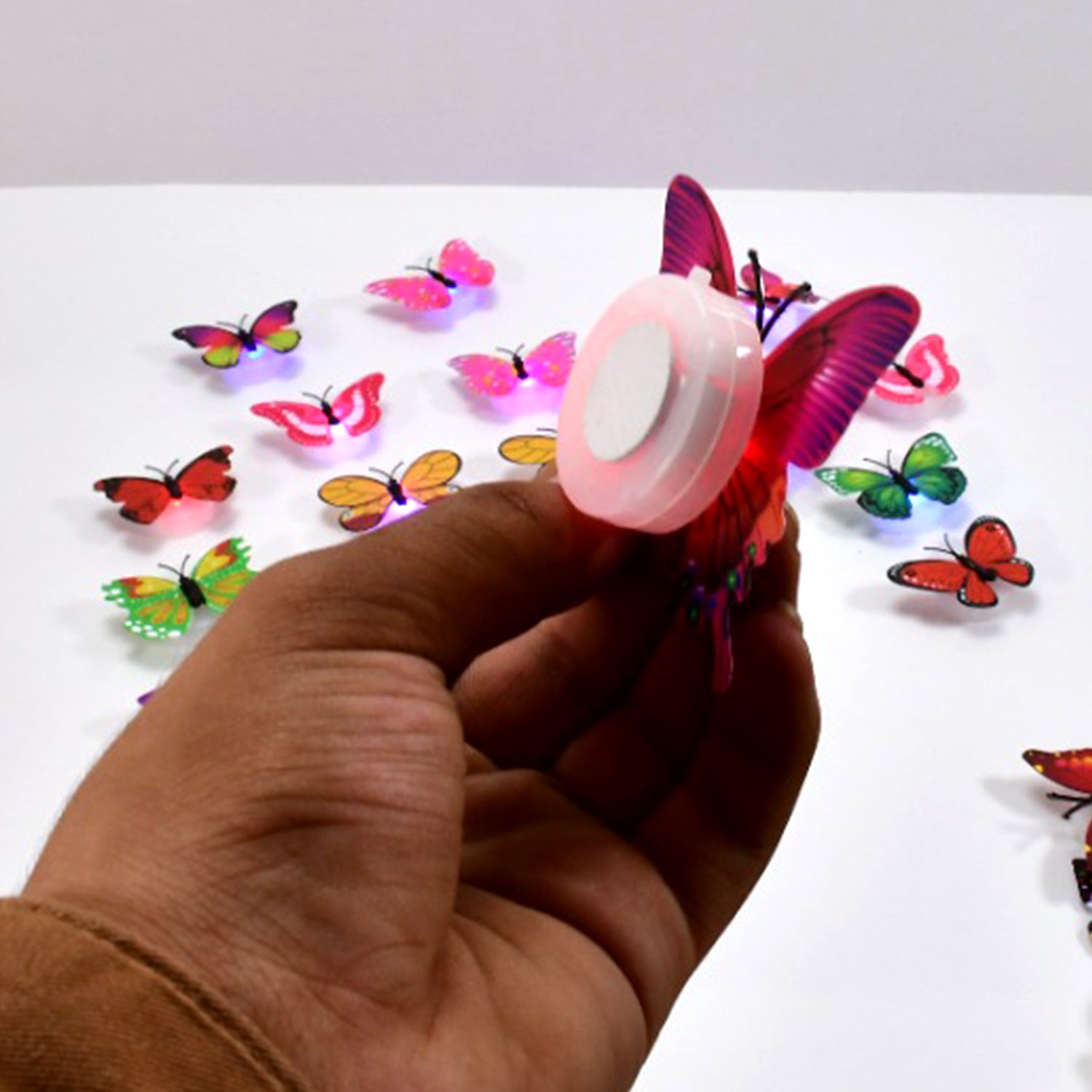 Wukusy butterfly 3D night lamp with illusion design, ideal for drawing room or lobby decor, set of 50 home decor items.