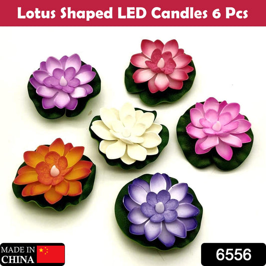 Six Wukusy water-floating smokeless candles with lotus flower design, sensor LED tealights for indoor and outdoor home decor.
