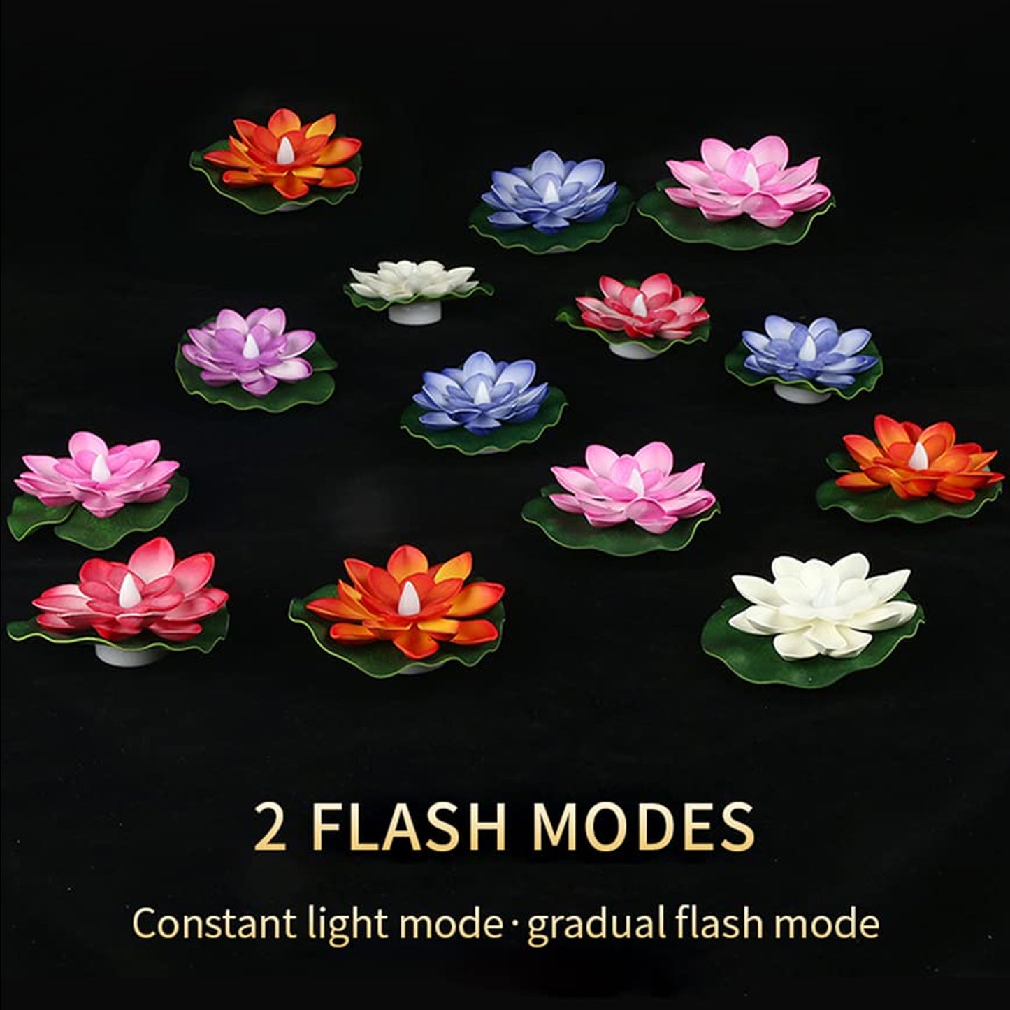 Set of 6 Wukusy water-floating smokeless candles with lotus flower design, sensor LED tealights for indoor and outdoor home decoration.
