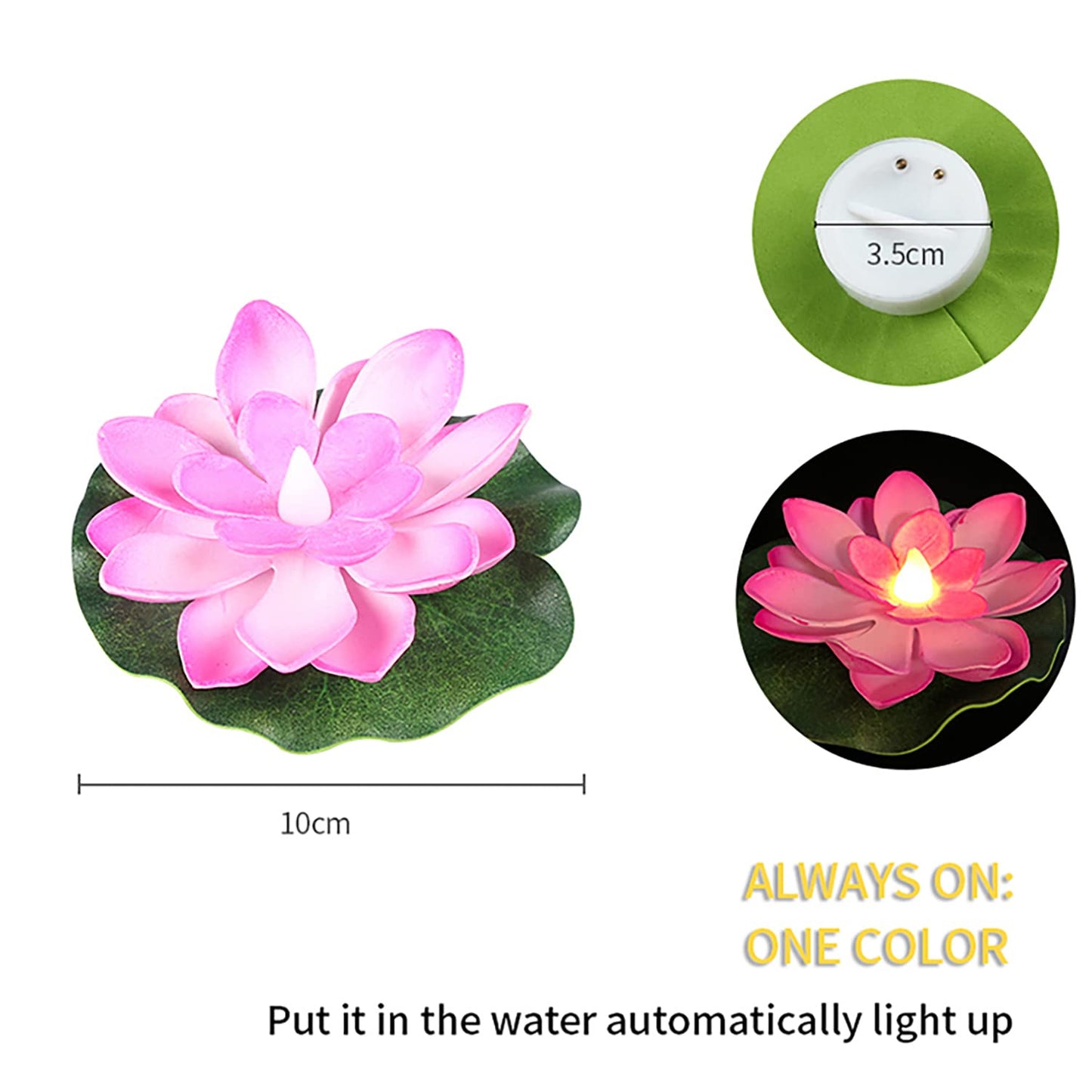 Six Wukusy water-floating smokeless candles with lotus flower design, sensor LED tealights for outdoor and indoor home decor.