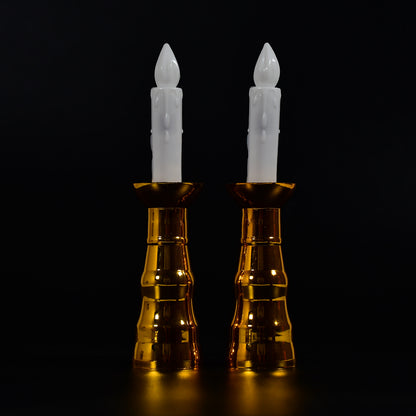 Wukusy 2-piece LED flameless candle lights for indoor window decor, wedding, and party home decoration.