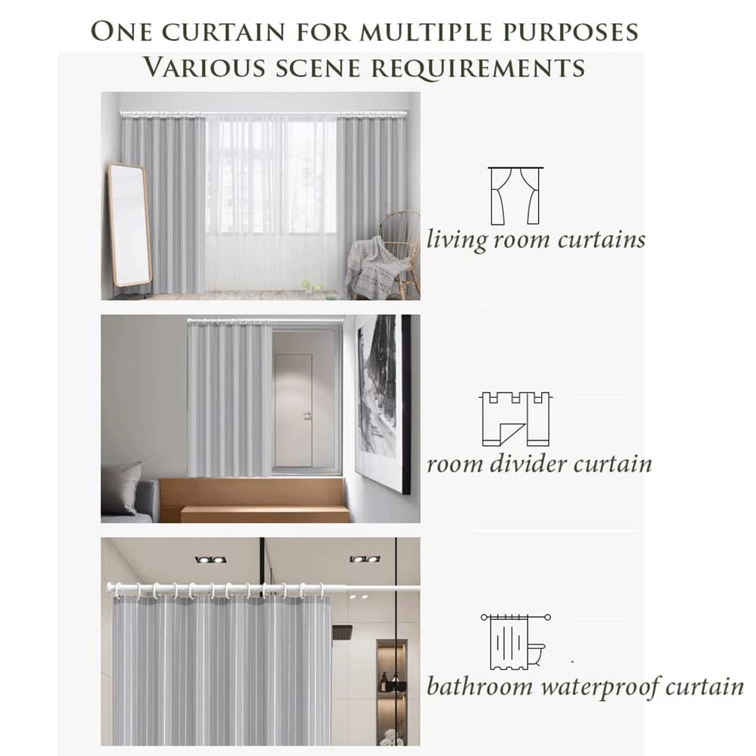 Wukusy 6703 solid 1-piece door curtain in mixed sizes, home decor fabric, 1kg weight for stylish door coverage