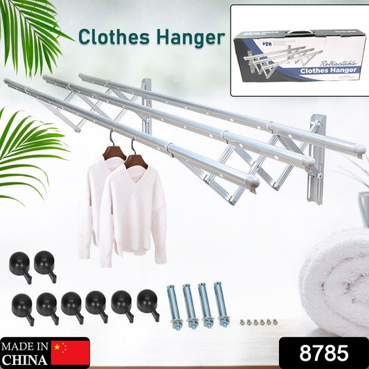 Wukusy wall-mounted clothes rack and drying clothes airer with extendable bar for indoor or outdoor bathroom and laundry use.