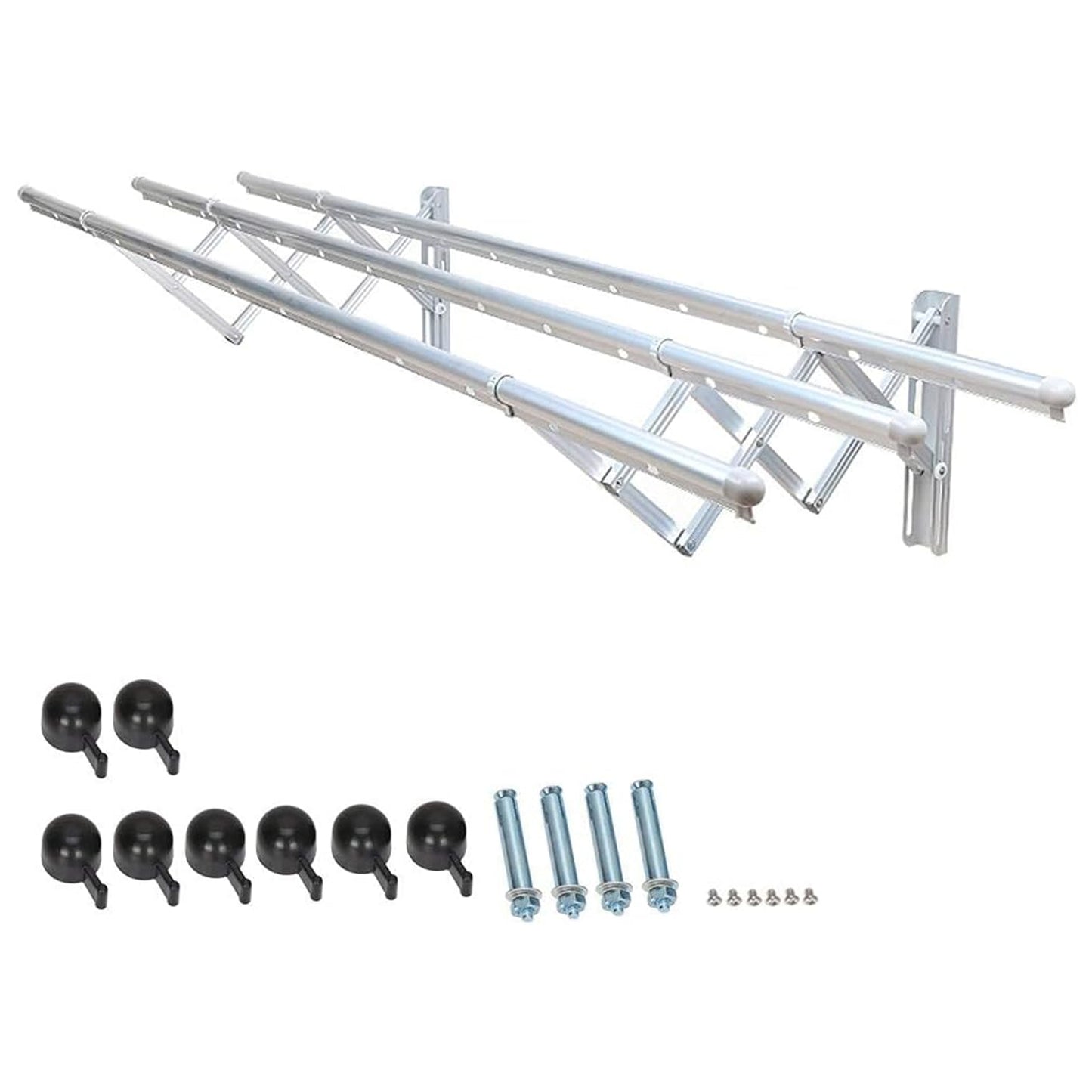 Wukusy wall-mounted clothes rail rack with extendable bars for drying clothes, towels, and linens indoors or outdoors.