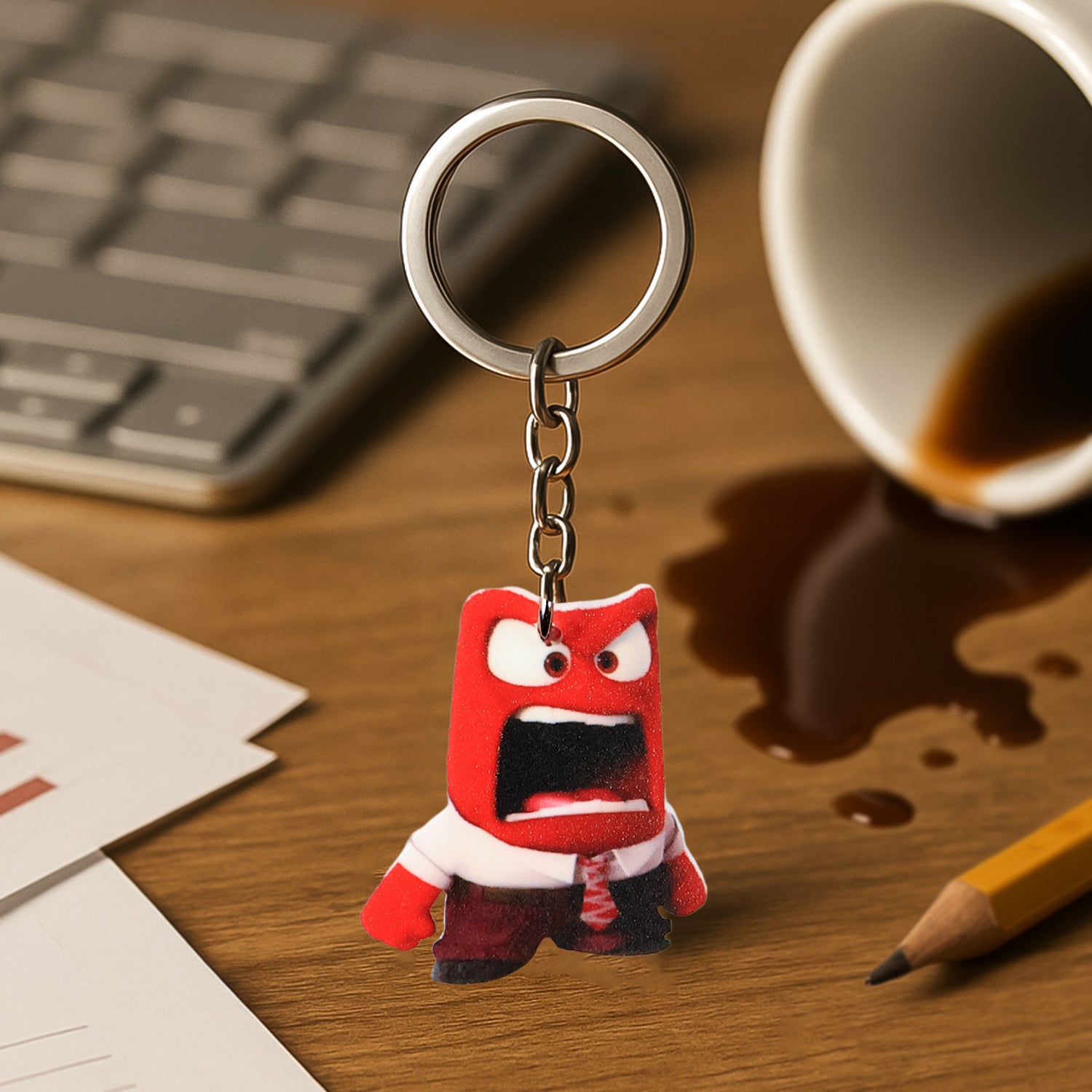 Wukusy animated character acrylic keychain featuring a colorful cartoon design, perfect for home decor accessories.