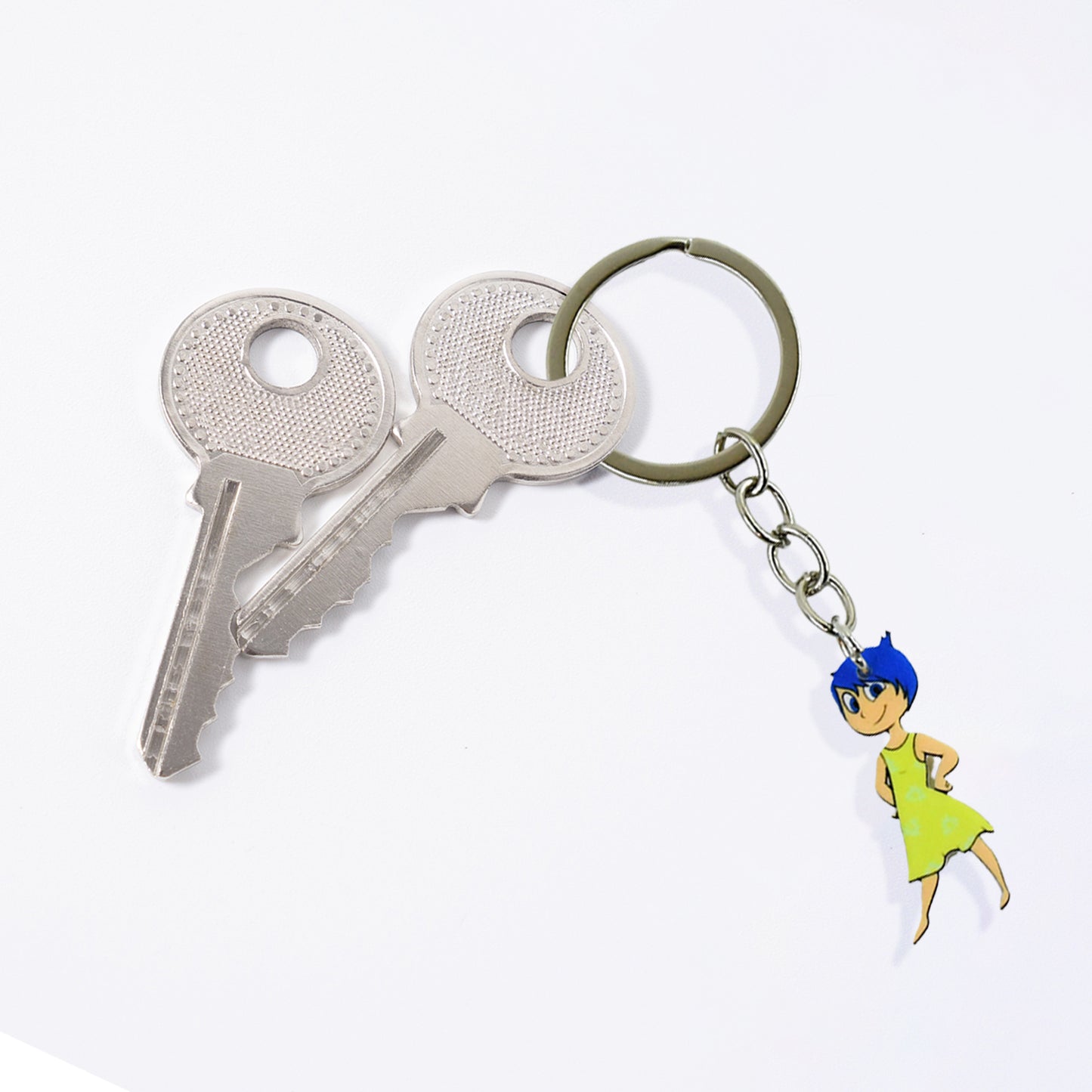 Wukusy cartoon character soft PVC keychain featuring a girl with hair, ideal for home decor or key accessories.